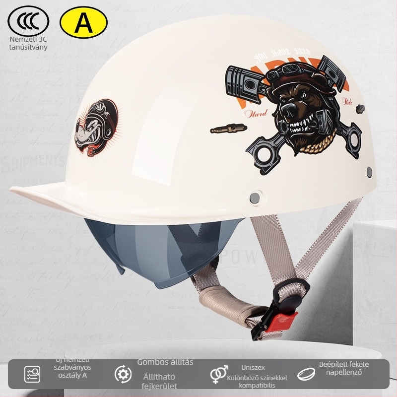 Andia fél sisak motorkerékpárhoz, ABS anyagból, 3C-s tanúsítvány, felnőttek számára, egész évben használható