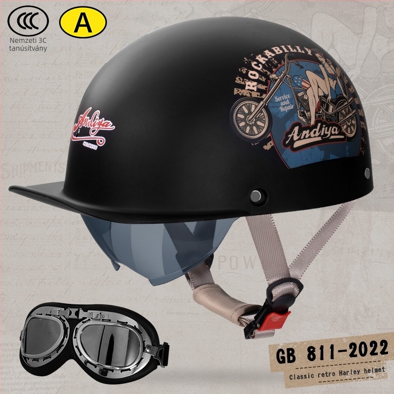 Andia fél sisak motorkerékpárhoz, ABS anyagból, 3C-s tanúsítvány, felnőttek számára, egész évben használható