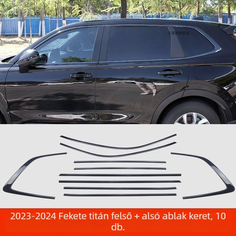 Honda CR-V (2012–2025) Ablakoszlop középső díszcsík – fekete titán felület, rozsdamentes acél, karosszéria készlet