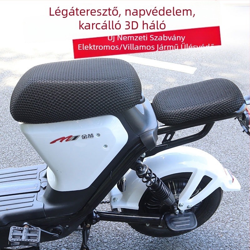 Elektromos robogó ülésvédő huzat UV-védelemmel, hőszigeteléssel és lélegző hálóval; rostanyagú, egész éves használatra, testreszabható, magáncímke