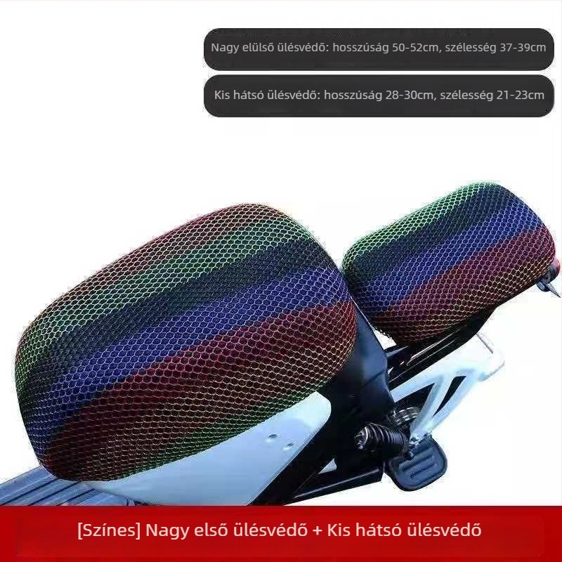 Elektromos robogó ülésvédő huzat UV-védelemmel, hőszigeteléssel és lélegző hálóval; rostanyagú, egész éves használatra, testreszabható, magáncímke