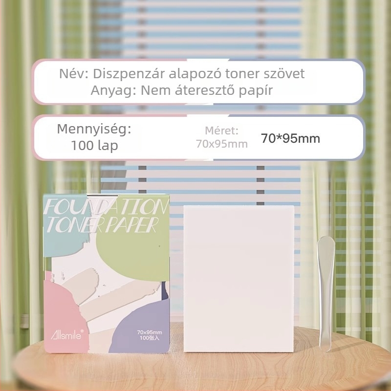 ALLSMILE Egyszer használatos sminkkeverő paletta – papírlapok alapozóhoz és rúzshoz, könnyen letéphető, öblítés nélkül, méret 70×95 mm, 1 db.