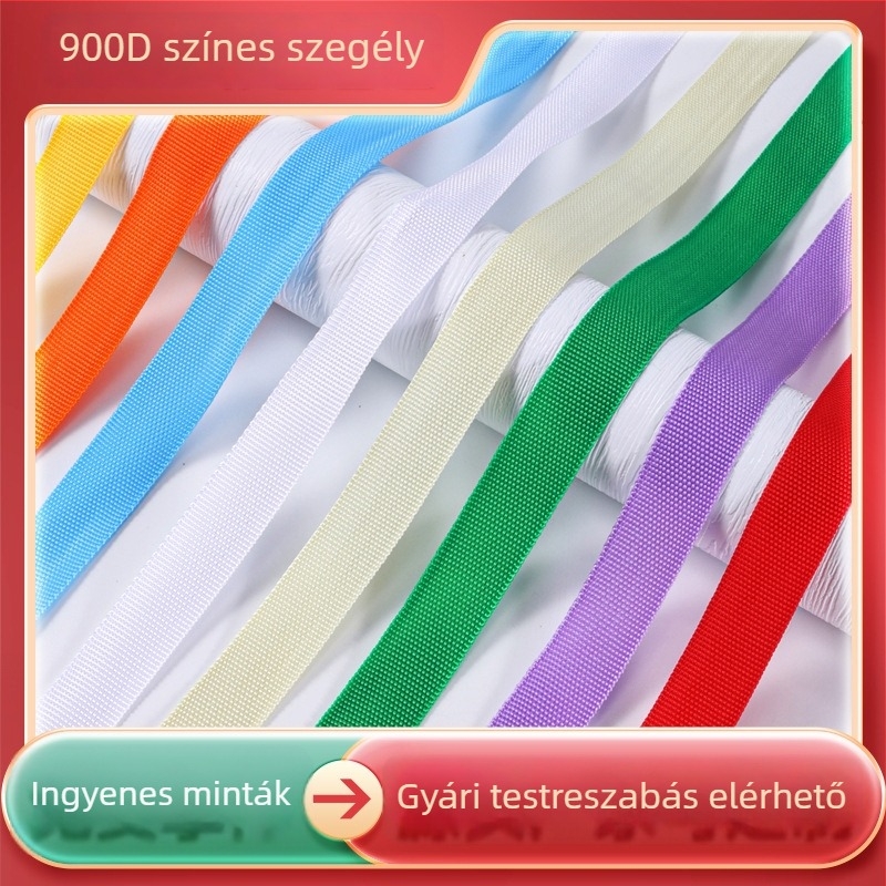 900D színes szegélyező szalag kültéri sátrakhoz, sík szövésű vastagított élvédő szalag, ruházati kiegészítők