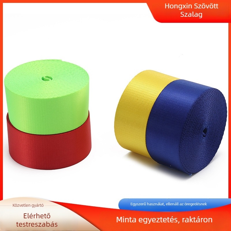 Hongxin nylon biztonsági webbing – öt-twill mintázatú szövés, kötözésre, tűzoltáshoz és ipari felhasználásra