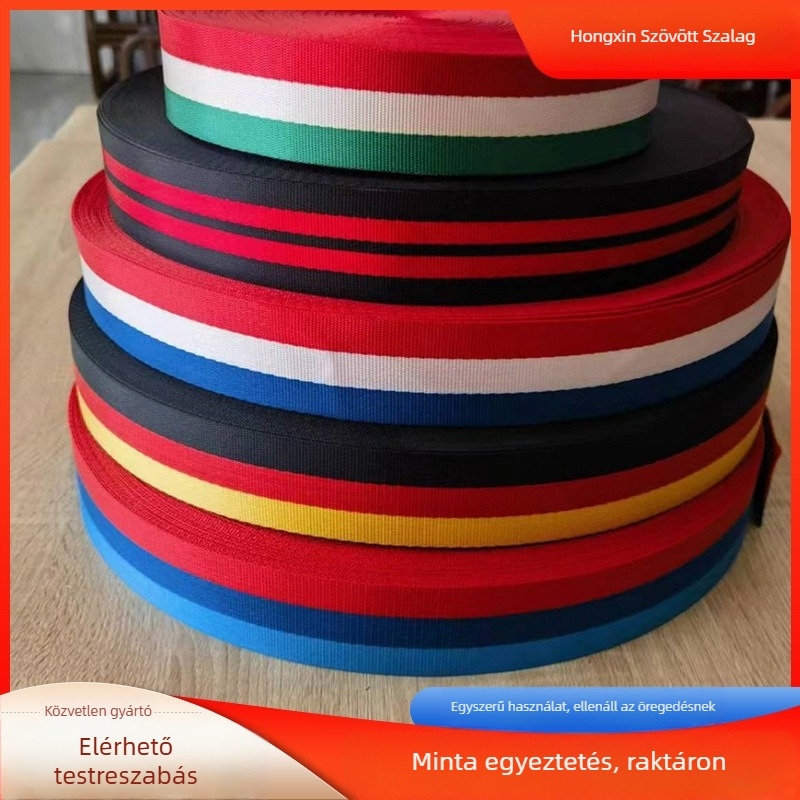 Hongxin nylon biztonsági webbing – öt-twill mintázatú szövés, kötözésre, tűzoltáshoz és ipari felhasználásra