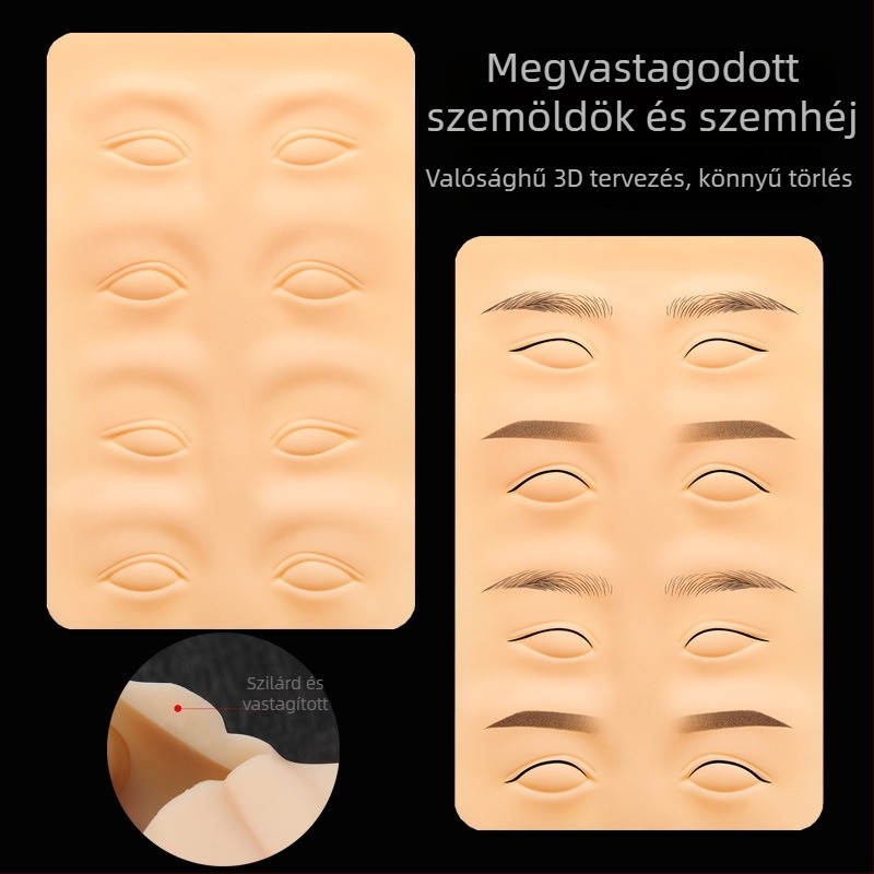 Szilikon gyakoroló bőrréteg szemöldök és szemhéj tetováláshoz – kiváló minőségű, vastagított műbőr, kezdőknek; Márka: Simple embroidery same style; Nettó tartalom: 136 g; Származás: Guangzhou