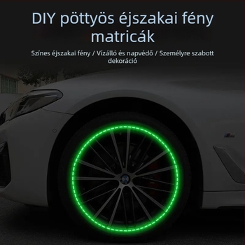Mágneses fénylő pontozott vonalú autó oldalára szánt matrica, fényvisszaverő felülettel
