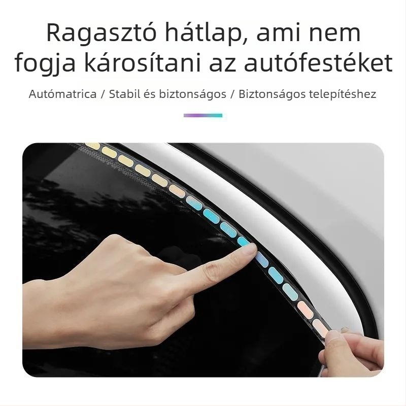 Mágneses fénylő pontozott vonalú autó oldalára szánt matrica, fényvisszaverő felülettel