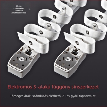 Intelligens elektromos függöny sín automatikus nyitás-zárás funkcióval, kígyó alakú dizájn, alumíniumötvözet, fehér
