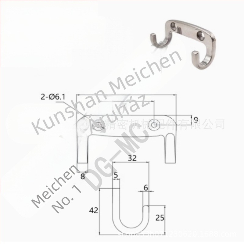 HFZ27-65/80 Rozsdamentes acél dupla horog | Tükörfényű felület, fürdőszoba, szekrények és garderobák számára | Meichen