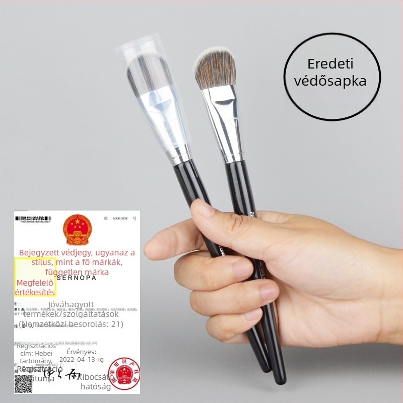 Alapozó és highlighter sminkecset, szintetikus sörték, alumínium nyél, hosszú nyél, egyszemélyes kiszerelés
