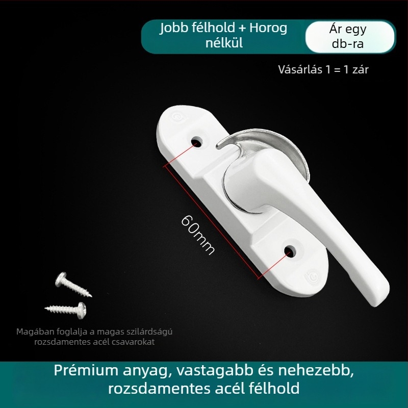 Hold alakú zár alumínium ajtókhoz és ablakokhoz - modell 002, anyag: alumínium ötvözet, felületkezelés: festett, stílus: modern egyszerű