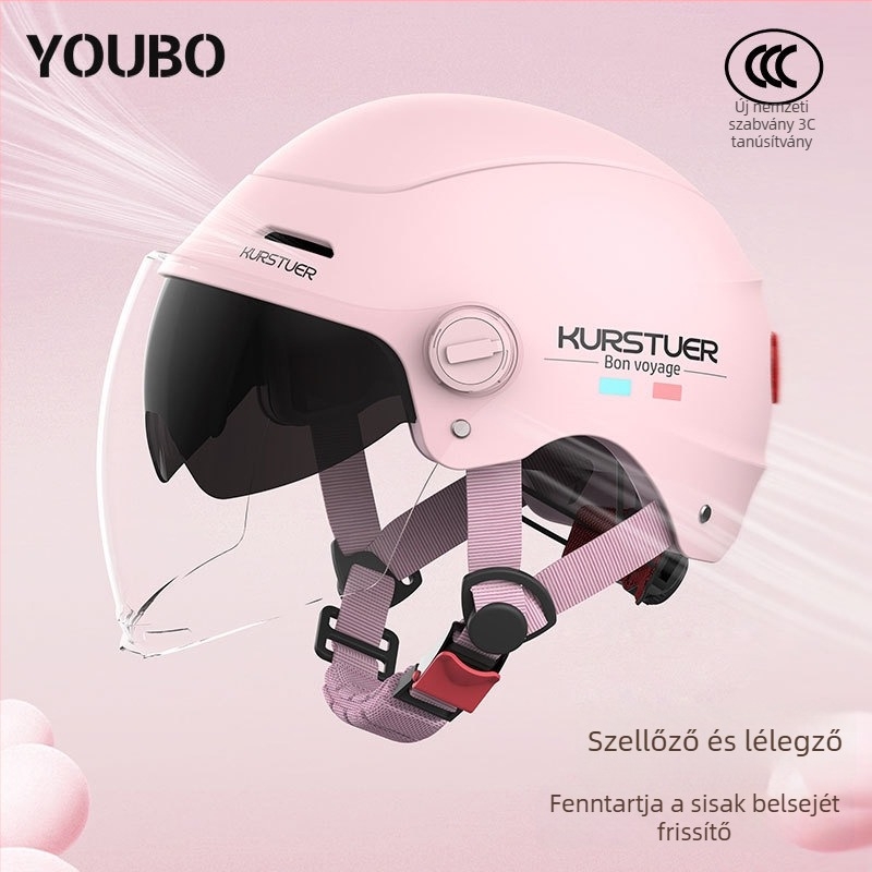 ABS fél sisak, 3C tanúsítvány, nyári használat, elektromos járművekhez