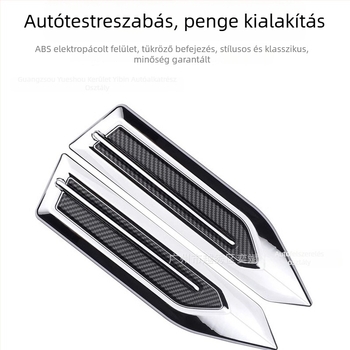 3D autó karosszéria matrica cápauszony és oldalsó légkivezető dizájnnal, ABS, HDELF, ragasztóval történő telepítés