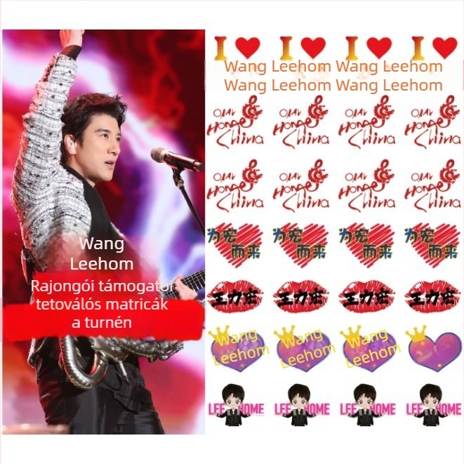 Wang Leehom Ideiglenes tetoválás matrica – 2025-ös turné fan-támogatás, vákuumos kupakos telepítés, nem személyre szabható