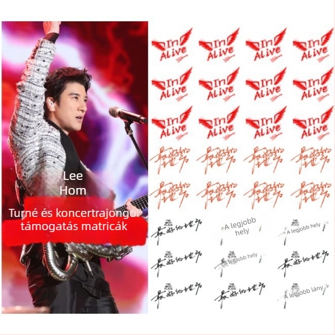 Wang Leehom Ideiglenes tetoválás matrica – 2025-ös turné fan-támogatás, vákuumos kupakos telepítés, nem személyre szabható