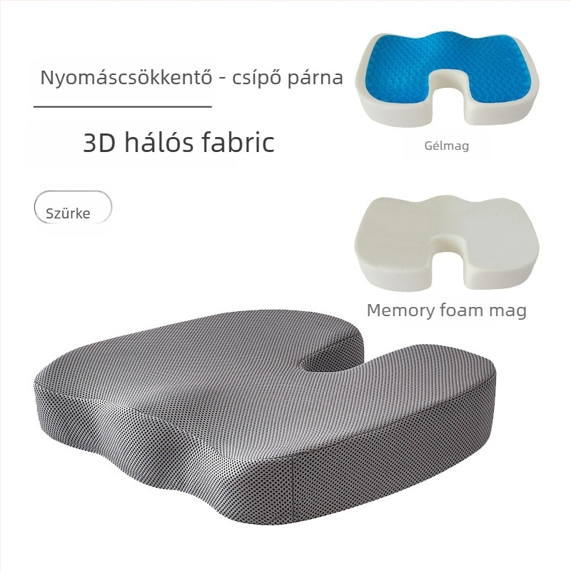 Memóriahabos U-alakú irodai ülőpárna lassú visszacsatolással, ergonómiai kényelem