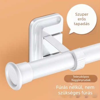 Függönyrúd fúrás nélkül, falra ragasztással szerelhető, alumínium ötvözet, ideális gardróbhoz és ruhaszárításhoz