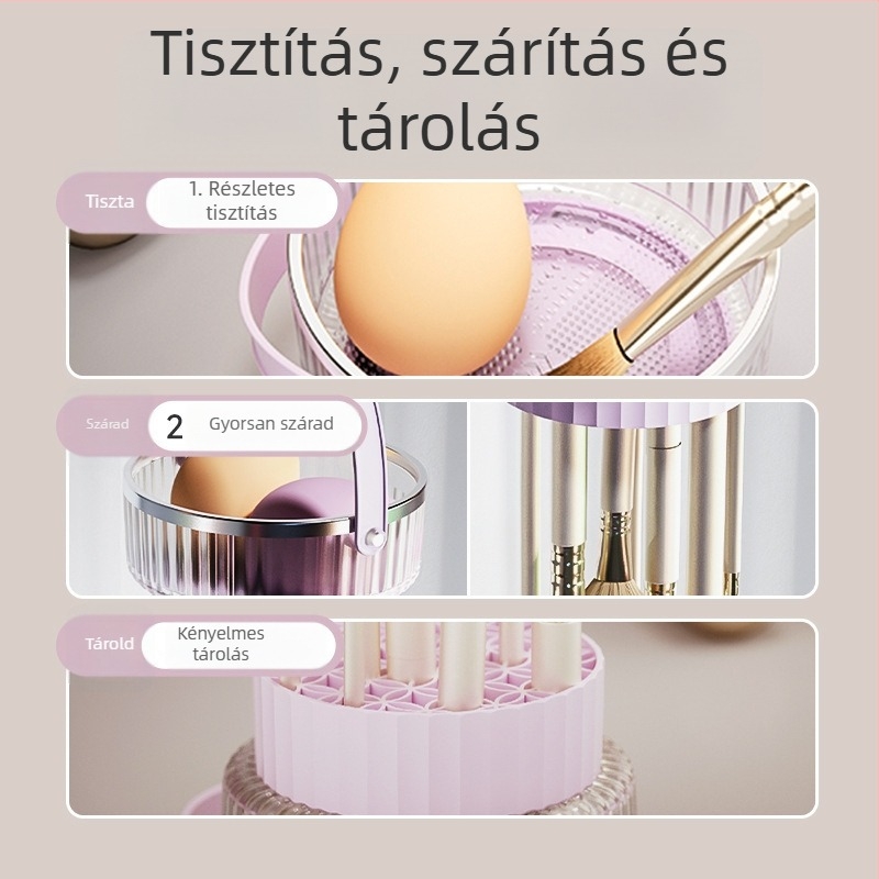 Szilikon sminkecsetek tisztító doboza és Beauty Egg tisztító készlet tárolóedény és szárító állvány