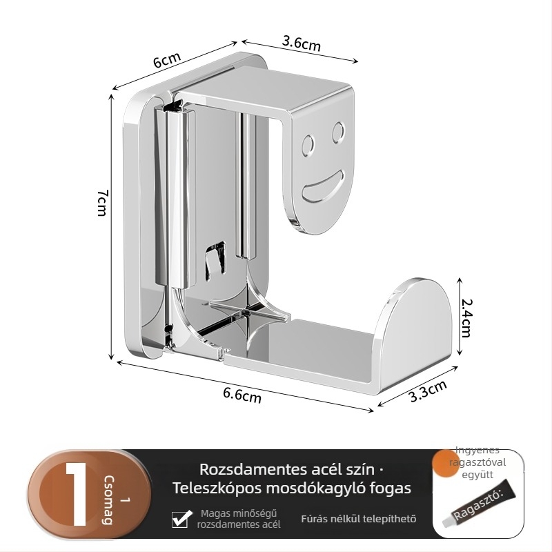 Rozsdamentes acél mosdó- és fürdőszobai tároló akasztó (Model 985, Anyag: Rozsdamentes acél, Felületkezelés: Egyéb)