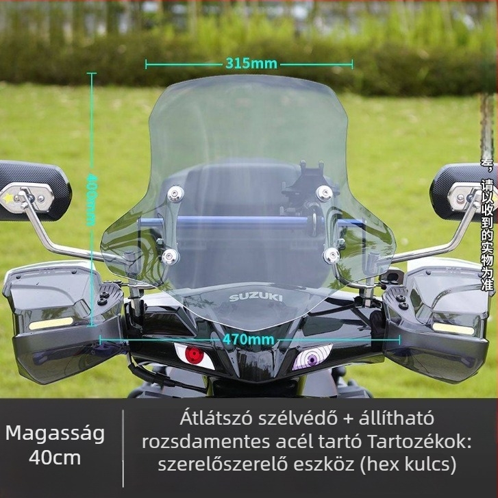 Afr Suzuki Uy elektromos robogóhoz – Elülső szélvédő-emelőlemez, vastagabb előlap, módosítási kiegészítő