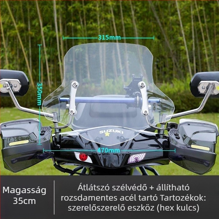 Afr Suzuki Uy elektromos robogóhoz – Elülső szélvédő-emelőlemez, vastagabb előlap, módosítási kiegészítő