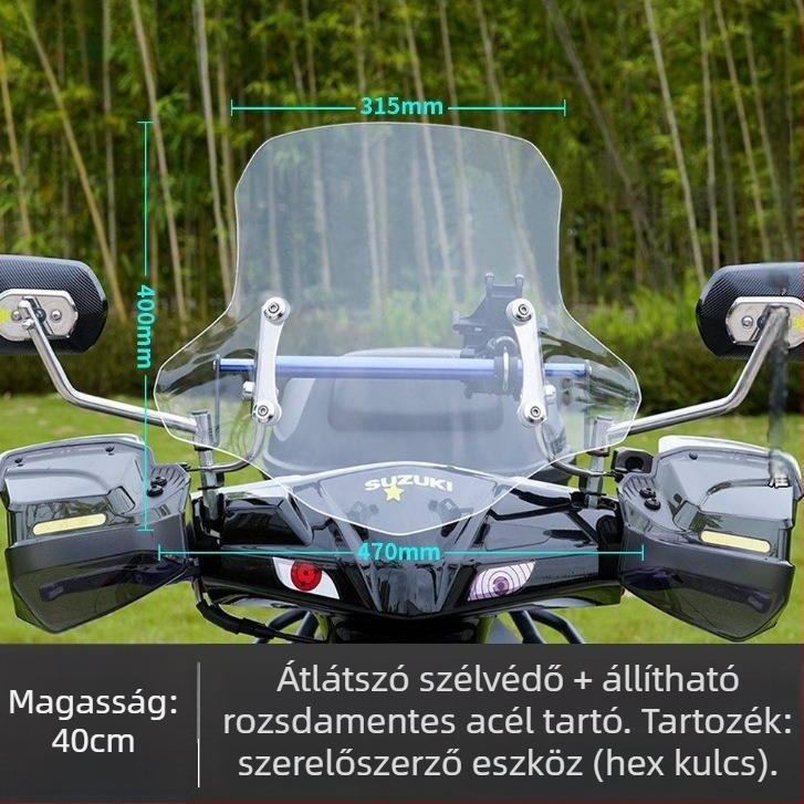 Afr Suzuki Uy elektromos robogóhoz – Elülső szélvédő-emelőlemez, vastagabb előlap, módosítási kiegészítő