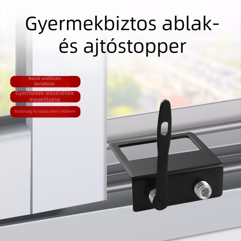 F-típusú dupla lyukas ablakzár, kétpontos zár, mangán acélból, állítható, gyermekbiztonság a csúszó ablakokhoz