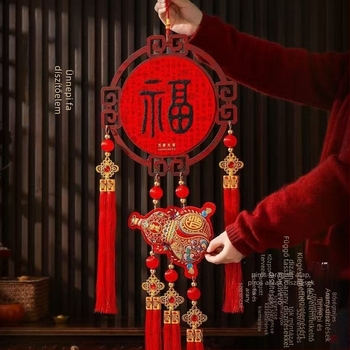 Kézzel készített nejlon háromdimenziós kínai csomó amulett tavaszi ünnepre, száz áldás képmása, otthoni dekoráció – Yue xiaoyi 214