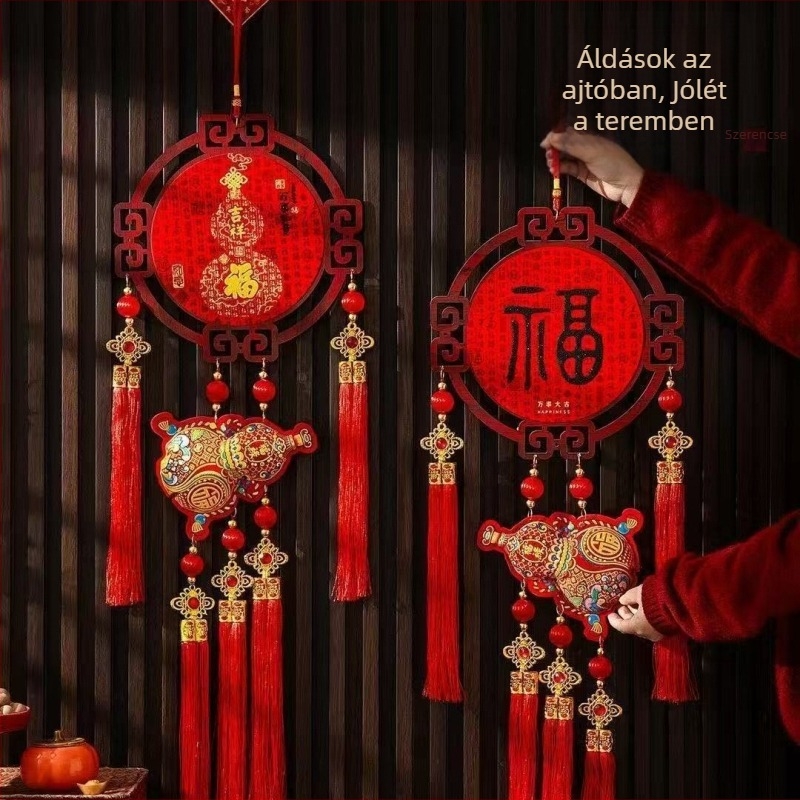 Kézzel készített nejlon háromdimenziós kínai csomó amulett tavaszi ünnepre, száz áldás képmása, otthoni dekoráció – Yue xiaoyi 214