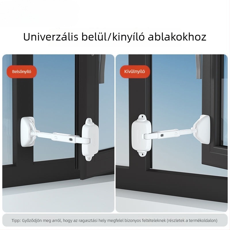 Ablakszárnybiztonsági zár – korlátozó a csúszó ablakhoz, szélálló tartó, zár a nyitás ellen, gyermekvédelem