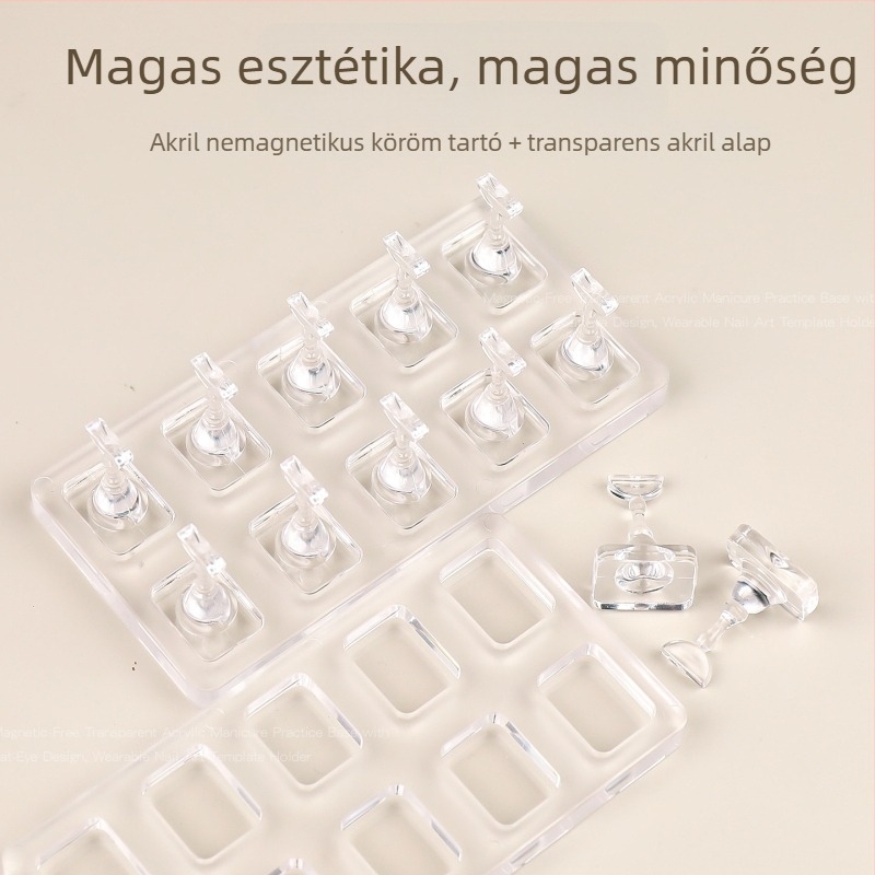 Nail art gyakorlókészlet átlátszó akril tippekkel, ABS anyag, 1 készlet, OEM márka