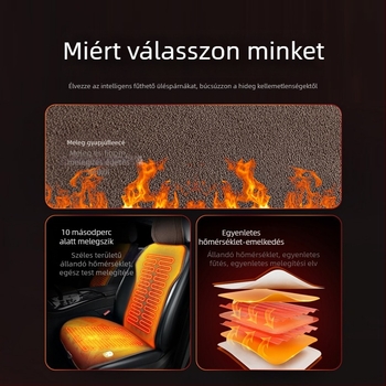 Autó fűtő üléspárna grafénnel, téli használatra, 12V, plüss, egy darabból