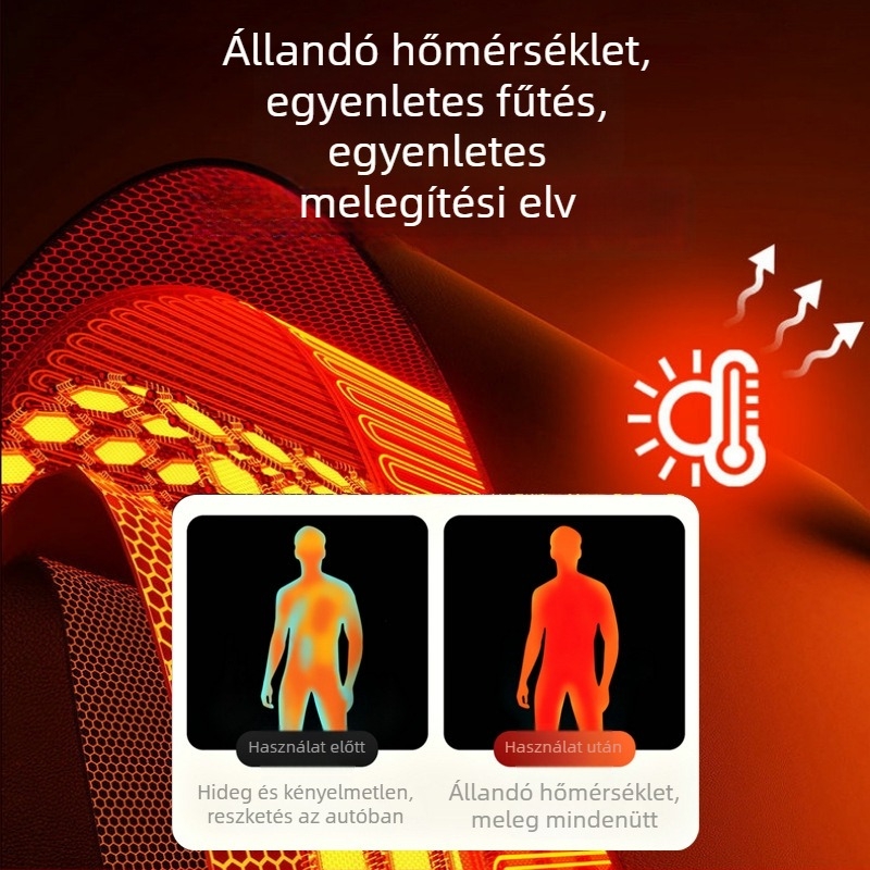 Autó fűtő üléspárna grafénnel, téli használatra, 12V, plüss, egy darabból