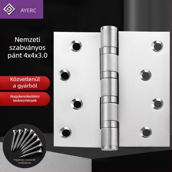Rozsdamentes acél ablakzsanér, sík nyitási modell, kefés felület, modern minimalista stílus; csomagolás: két darab fehér dobozban