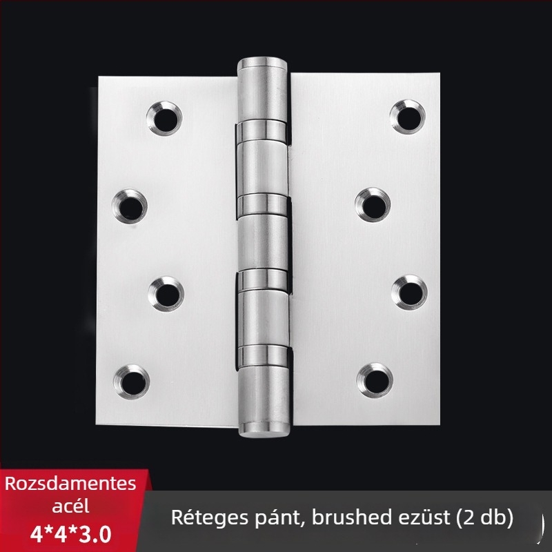 Rozsdamentes acél ablakzsanér, sík nyitási modell, kefés felület, modern minimalista stílus; csomagolás: két darab fehér dobozban