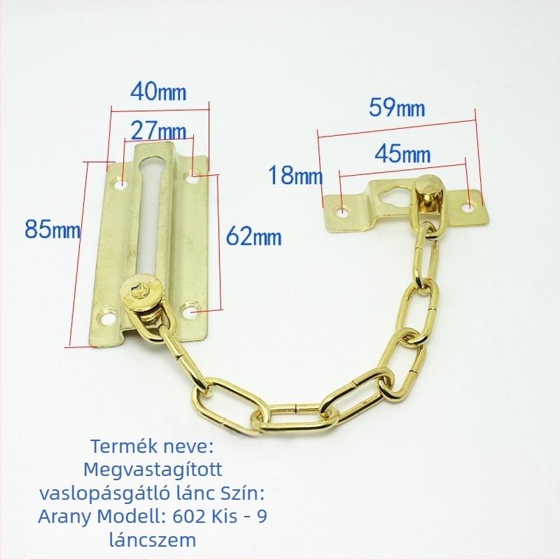 Kétpontos záródású tolvajlánc ajtóhoz | Anyag: Vas | Márka: Houdi | Bevonat: elektrolitikus fehér-nikkel