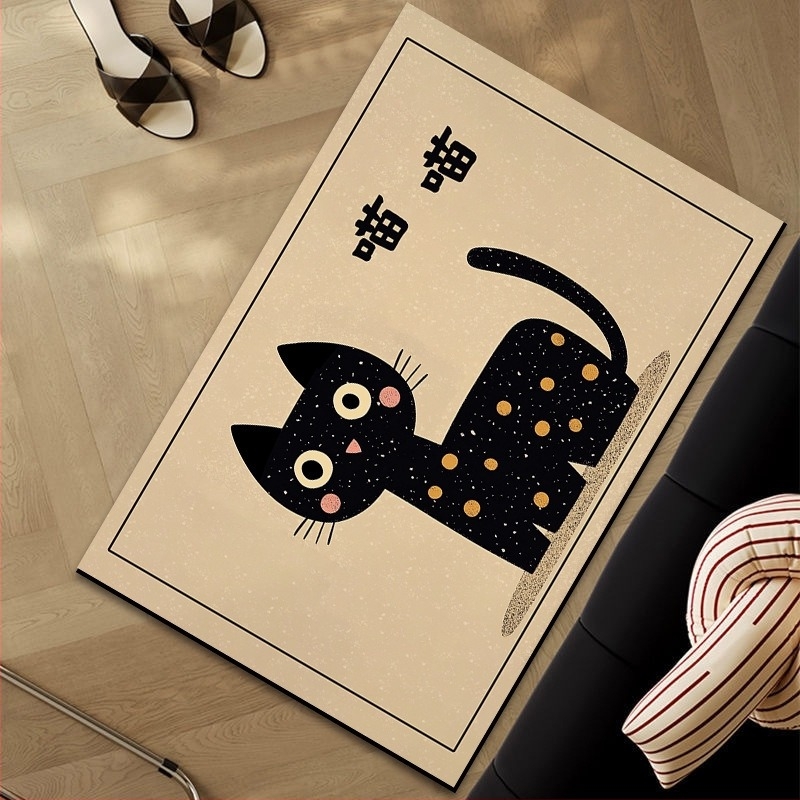 Bejárati csúszásmentes szőnyeg, négyzetes forma, állatos mesefigurás minta, mosható