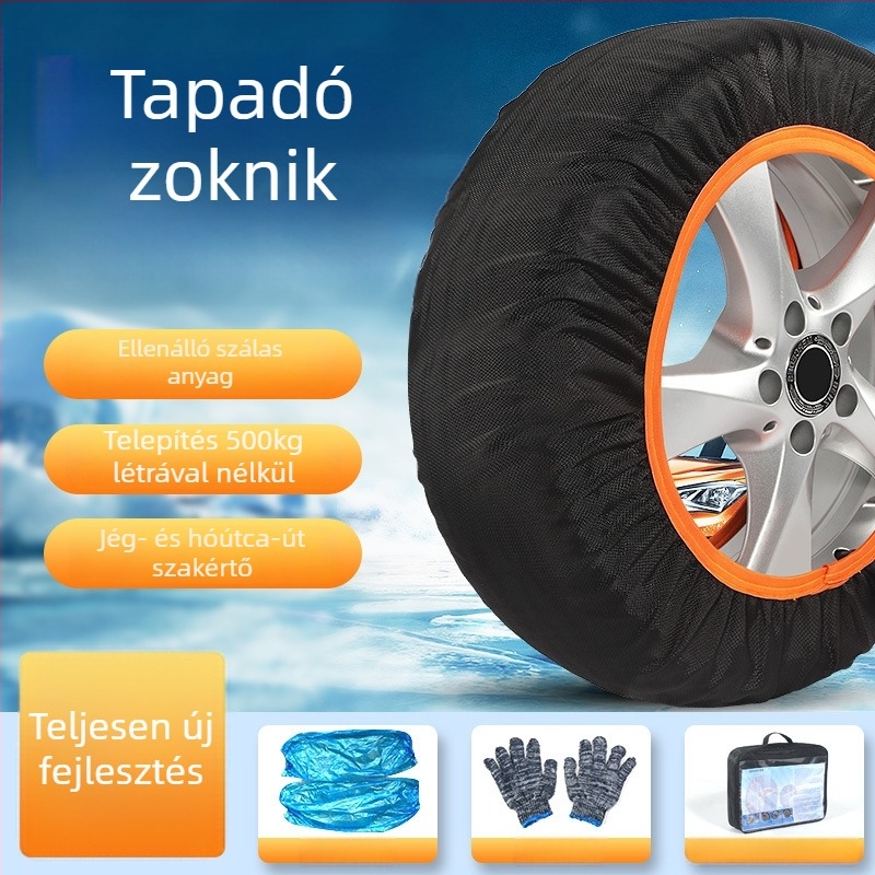 Minden modellhez készült csúszásmentes gumi zoknik – téli gumi védelem, tömeg 900–1200, testreszabható feldolgozás