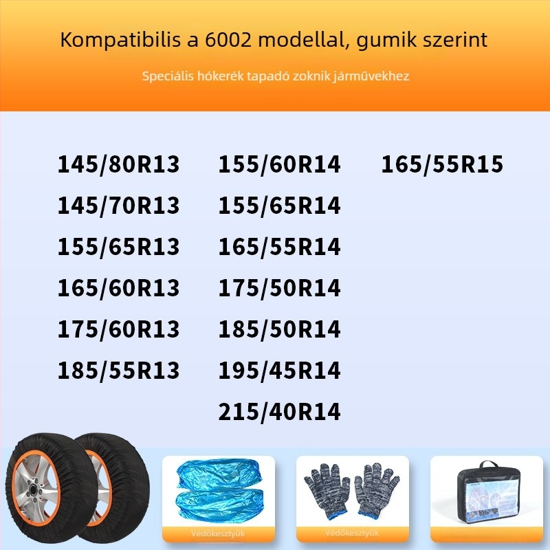 Minden modellhez készült csúszásmentes gumi zoknik – téli gumi védelem, tömeg 900–1200, testreszabható feldolgozás