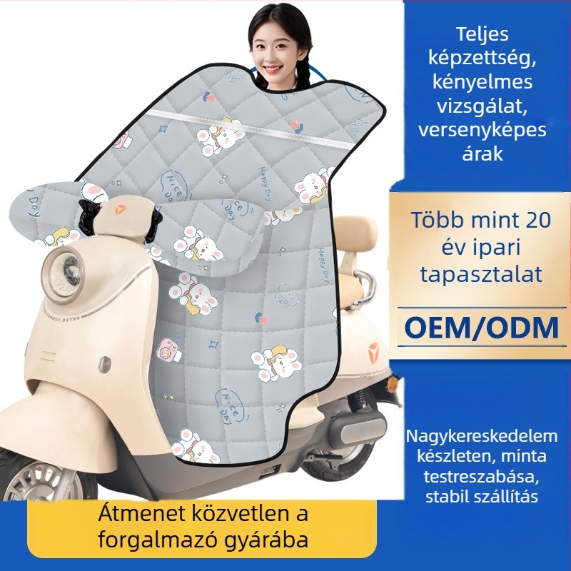 Elektromos jármű szélvédő takaró, téli vastag, vízálló Oxford anyagból, uniszex, motorbicikli/EV/akkumulátoros autó számára