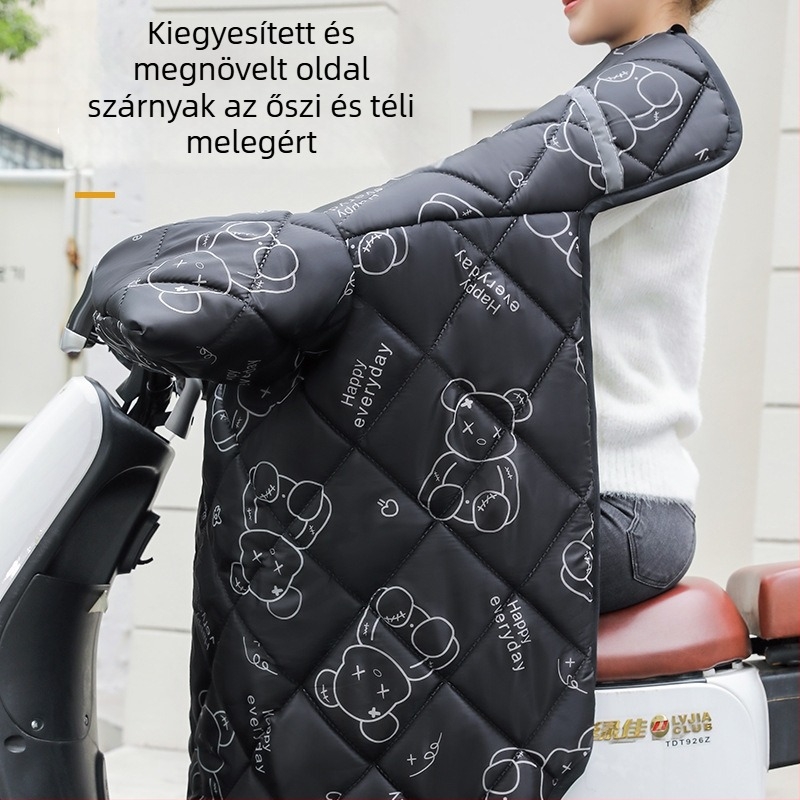 Elektromos jármű szélvédő takaró, téli vastag, vízálló Oxford anyagból, uniszex, motorbicikli/EV/akkumulátoros autó számára