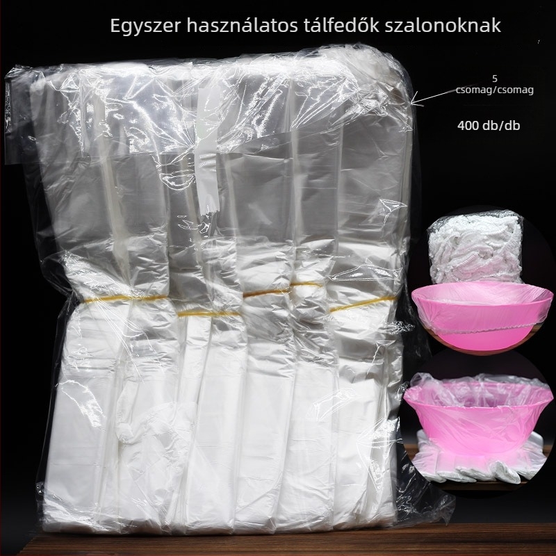 Szépségszalon mosdófedő tasakok, rugalmasak, egyszer használatosak, vastag PE, 400 darab/csomag, márka caffiny