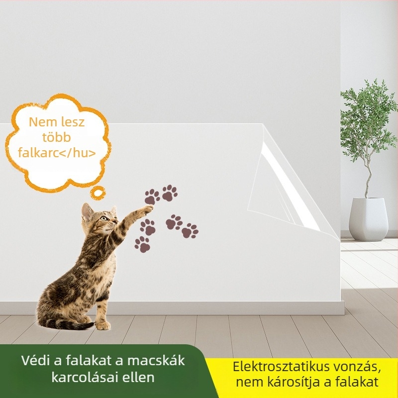 Átlátszó falvédő fólia, öntapadó, vízálló, szennyeződés elleni védelemmel, nem károsítja a falat, nappalira ideális