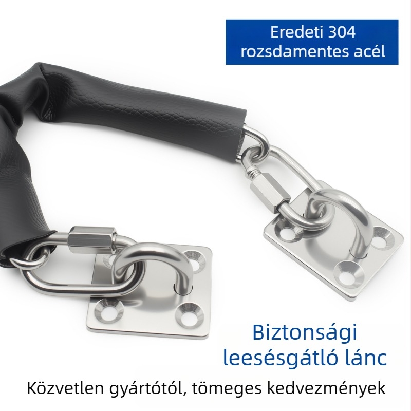 Esés elleni ajtólánc 304 rozsdamentes acélból, ajtókhoz, padló-mechanizmussal és üvegajtókhoz, négyszögletes kapukhoz