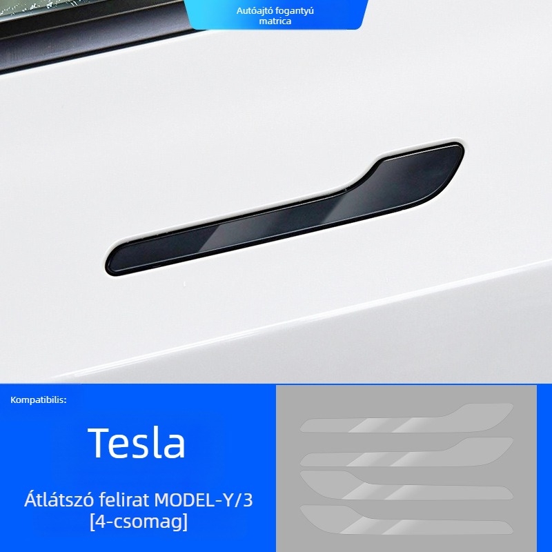 Szénszálas védő matrica az ajtókilincshez Tesla Model 3/Y – ragasztó, ragasztással történő telepítés, Xiong Shen