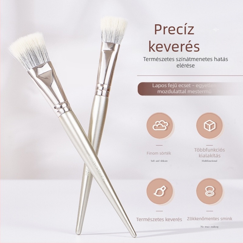 GECOMO Pirosító ecset, lapos fejű, kétszintes rétegű – természetes és egyenletes felvitel, többfunkciós sminkeszköz