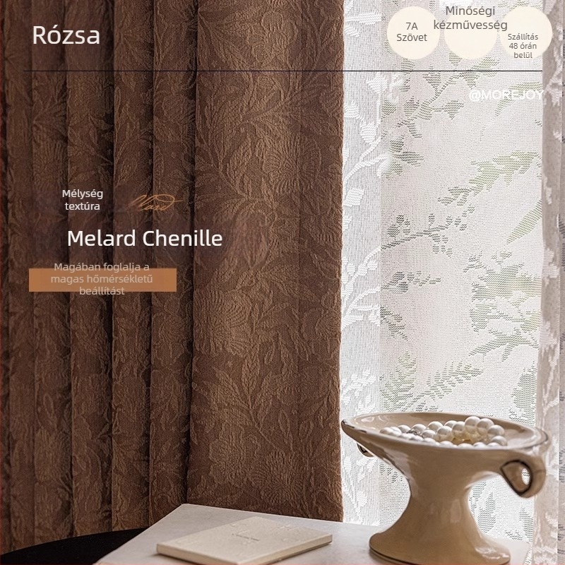 Chenille Jacquard függöny francia retro stílusban, magas árnyékolás (70–90%), kész