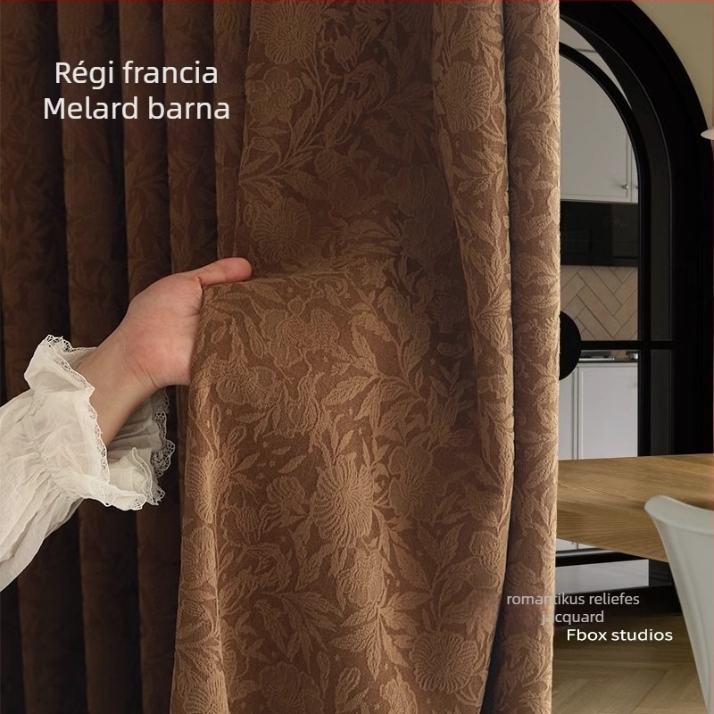 Chenille Jacquard függöny francia retro stílusban, magas árnyékolás (70–90%), kész