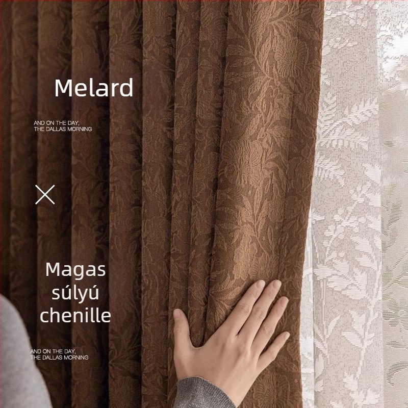 Chenille Jacquard függöny francia retro stílusban, magas árnyékolás (70–90%), kész